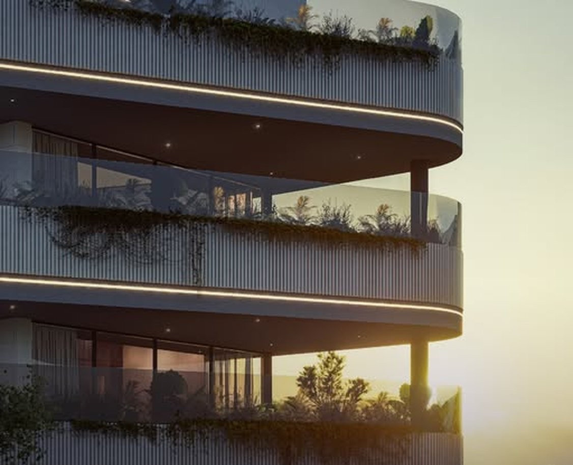 Planted balconies at Jabal Amman 4 catching the evening sun, Amman
